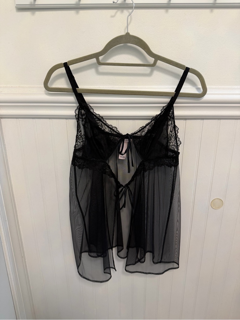 Victoria's Secret Black Sheer Lace Babydoll Chemise